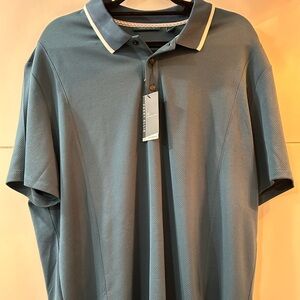 👕 Perry Ellis Polo never worn teal with white Trim.
